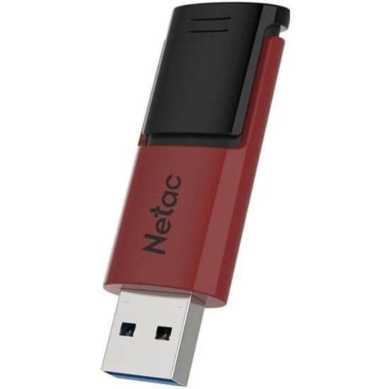 USB-флешка Netac U182 Red (NT03U182N-064G-32RE), 64Gb USB3.2, сдвижной корпус, пластиковая чёрно-красная