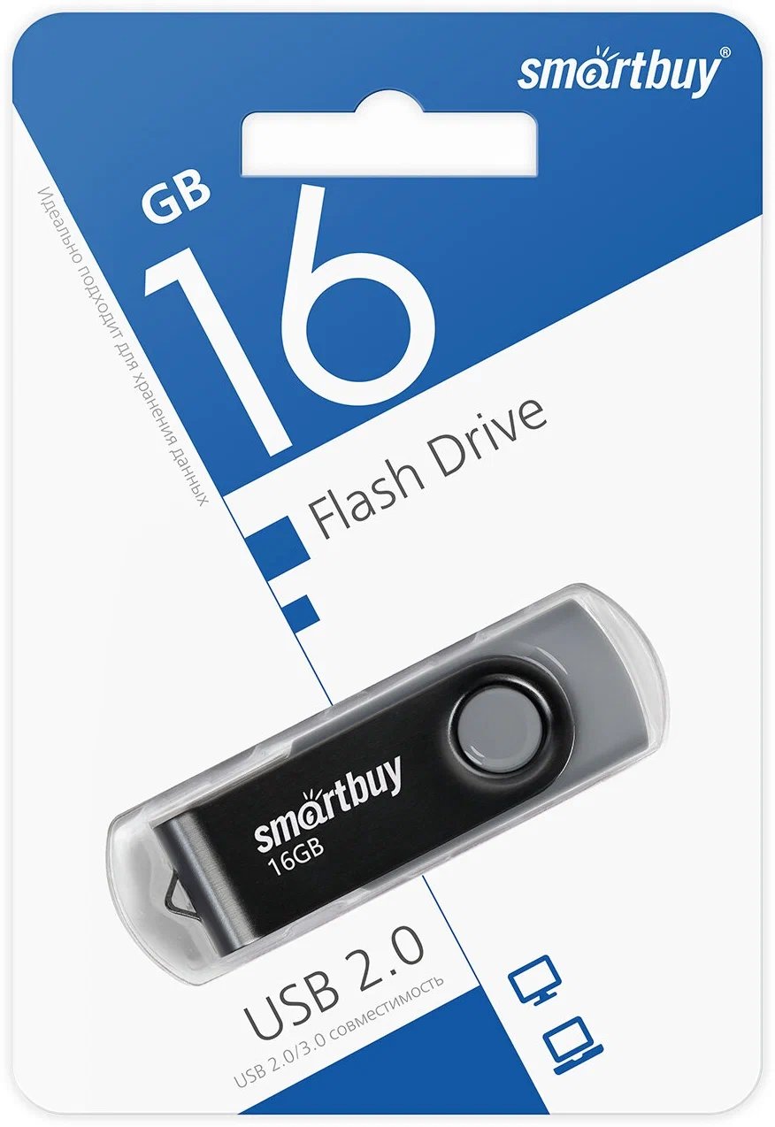 USB-флешка SMARTBUY Twist Black (SB016GB2TWK) UFD 2.0 016GB черный