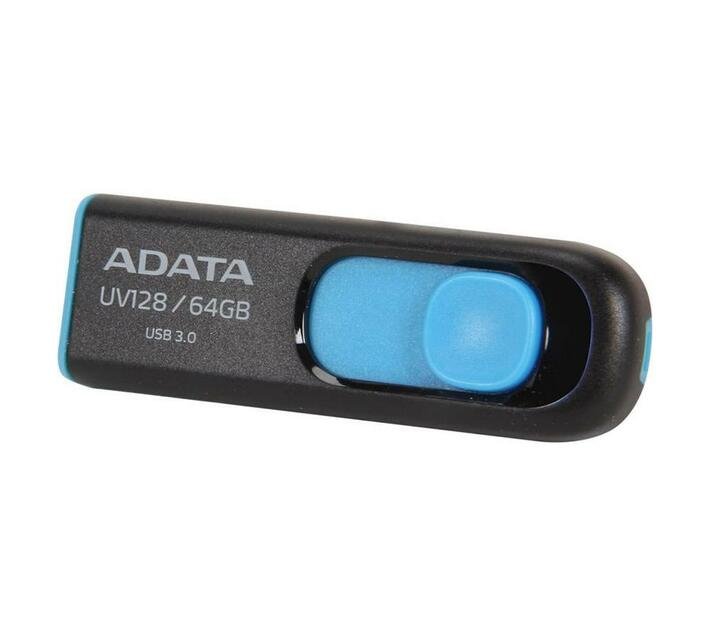 USB-флешка A-DATA AUV128-64G-RBE 64GB UV128, USB 3.0, черный/синий
