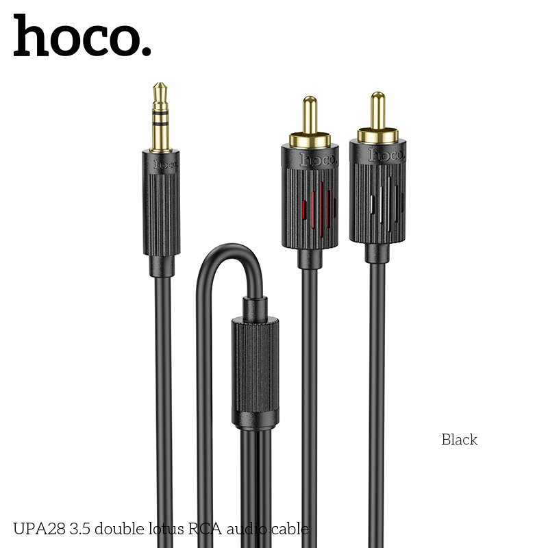 Аудиокабель HOCO UPA28 3.5 double lotus RCA (черный)