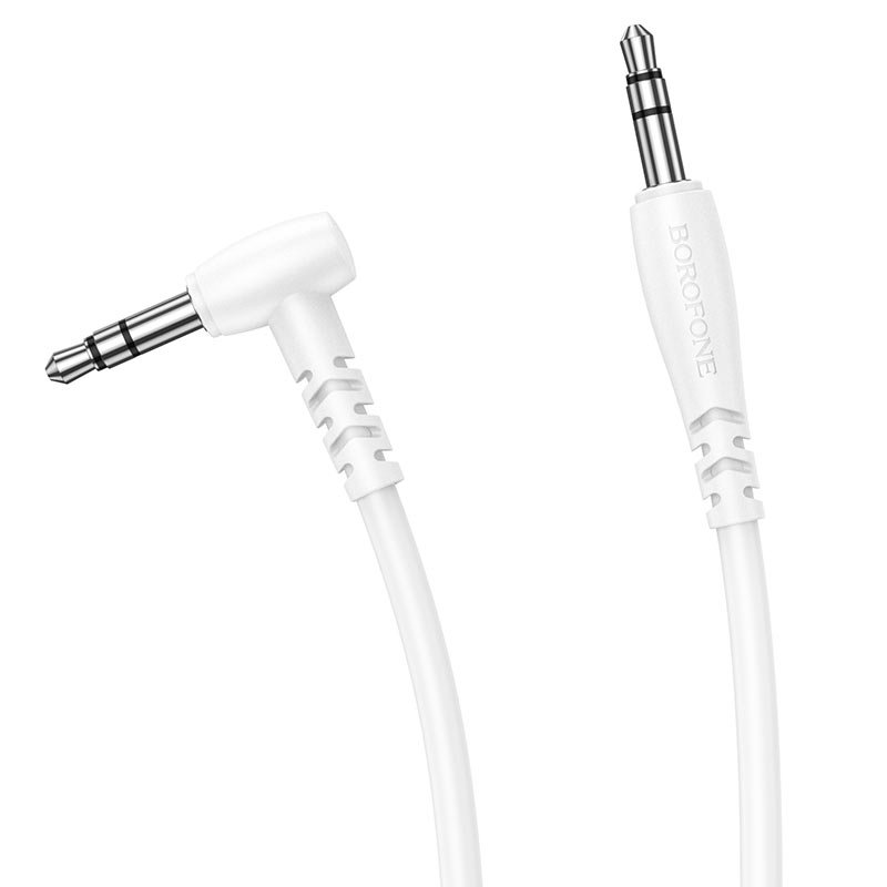 Кабель AUX, Jack 3,5mm(m) - Jack 3,5mm(m) Borofone BL10, 1.0м, круглый, силикон, боковой, цвет: белый (1/40/400)
