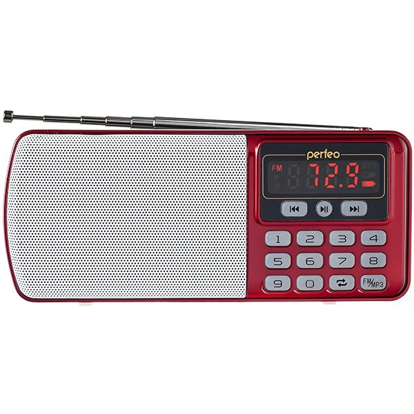 Perfeo радиоприемник цифровой ЕГЕРЬ FM+ 70-108МГц/ MP3/ питание USB или BL5C/ красный (i120-RED)