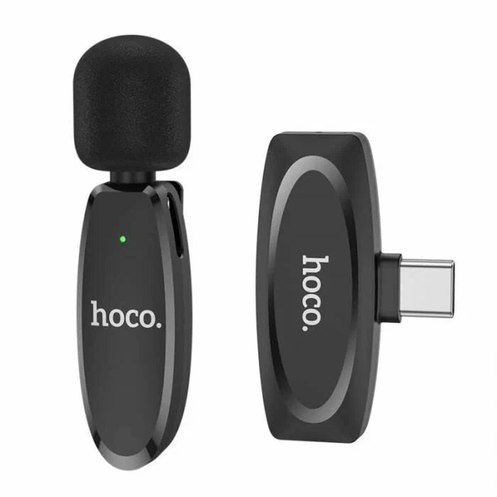 Микрофон беспроводной HOCO L15 Type-C Crystal lavalier wireless digital microphone (черный)
