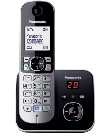 Телефон Panasonic KX-TG6821RUB  (черный) {Беспроводной DECT,автоответчик,определитель номера,телефонный справочник 120 зап.}