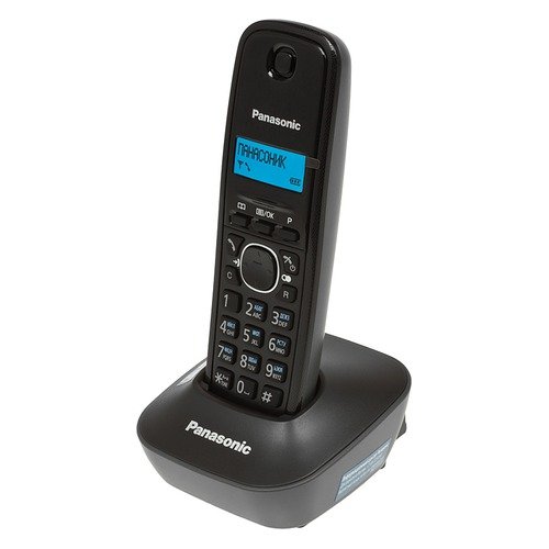 PANASONIC KX-TG1611RUH Grey, Телефон беспроводной DECT, база и трубка, АОН, Caller ID (журнал на 50 вызовов), русскоязычное меню, 12 мелодий звонка