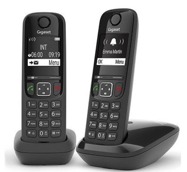 Р/Телефон Dect Gigaset AS690 DUO RUS черный (труб. в компл.:2шт) АОН