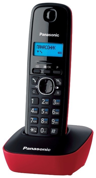 Радиотелефон Dect Panasonic KX-TG1611RUR красный/черный