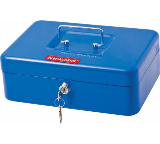 Ящик для денег BRAUBERG 290335 90х180х250мм, ключевой замок, синий