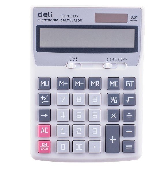 Калькулятор настольный Deli Core E1507 светло-серый 12-разр.