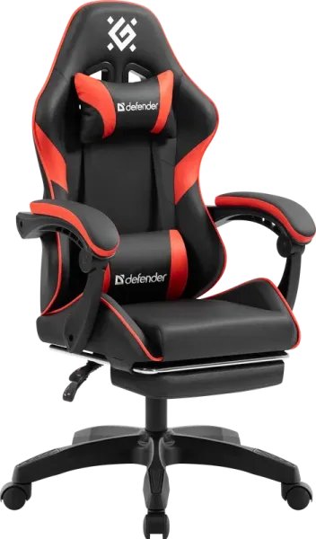 Игровое кресло DEFENDER Serenity (Безмятежность) Черн/красн,класс 2,PU,подножка