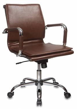 Кресло руководителя Бюрократ CH-993-LOW/BROWN низкая спинка коричневый искусственная кожа крестовина хром
