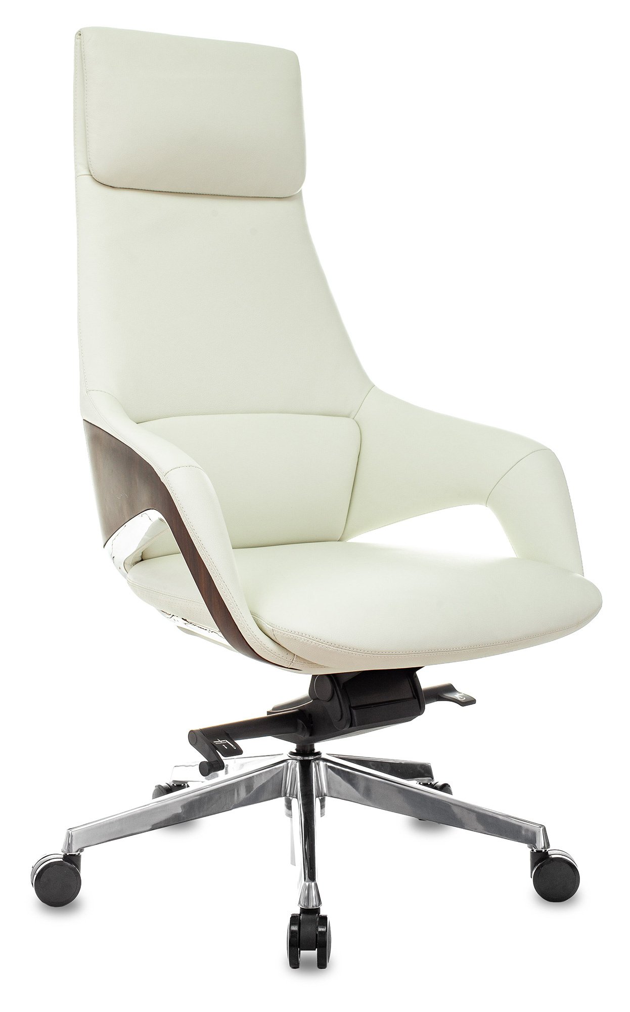 Кресло руководителя Бюрократ DAO-2 (_DAO-2/BEIGE) бежевый кожа с подголов. крестовина алюминий