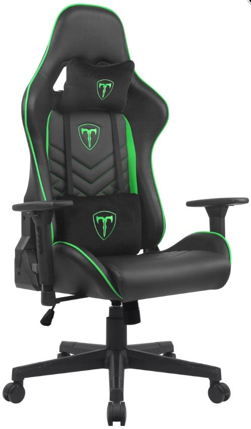 Игровое кресло T-Line Royal Экокожа Black+Green