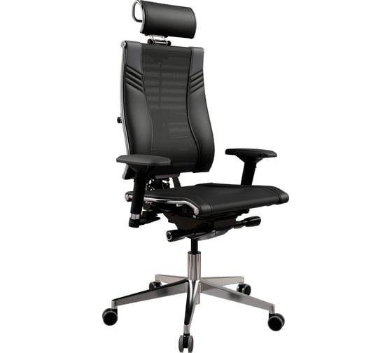 Кресло МЕТТА Y 4DT B2-15D-YM93+Infinity+carbon z252343324 на колесиках, сетка/кожа, 1шт. в комплекте черный