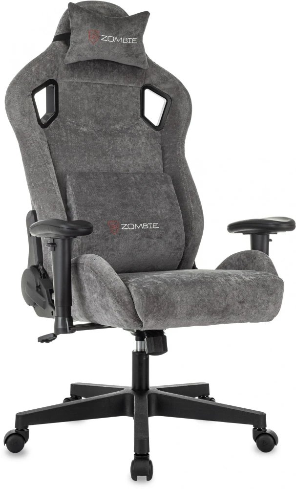 Кресло игровое Zombie Ghost Fabric серый Light-19 крестов. пластик