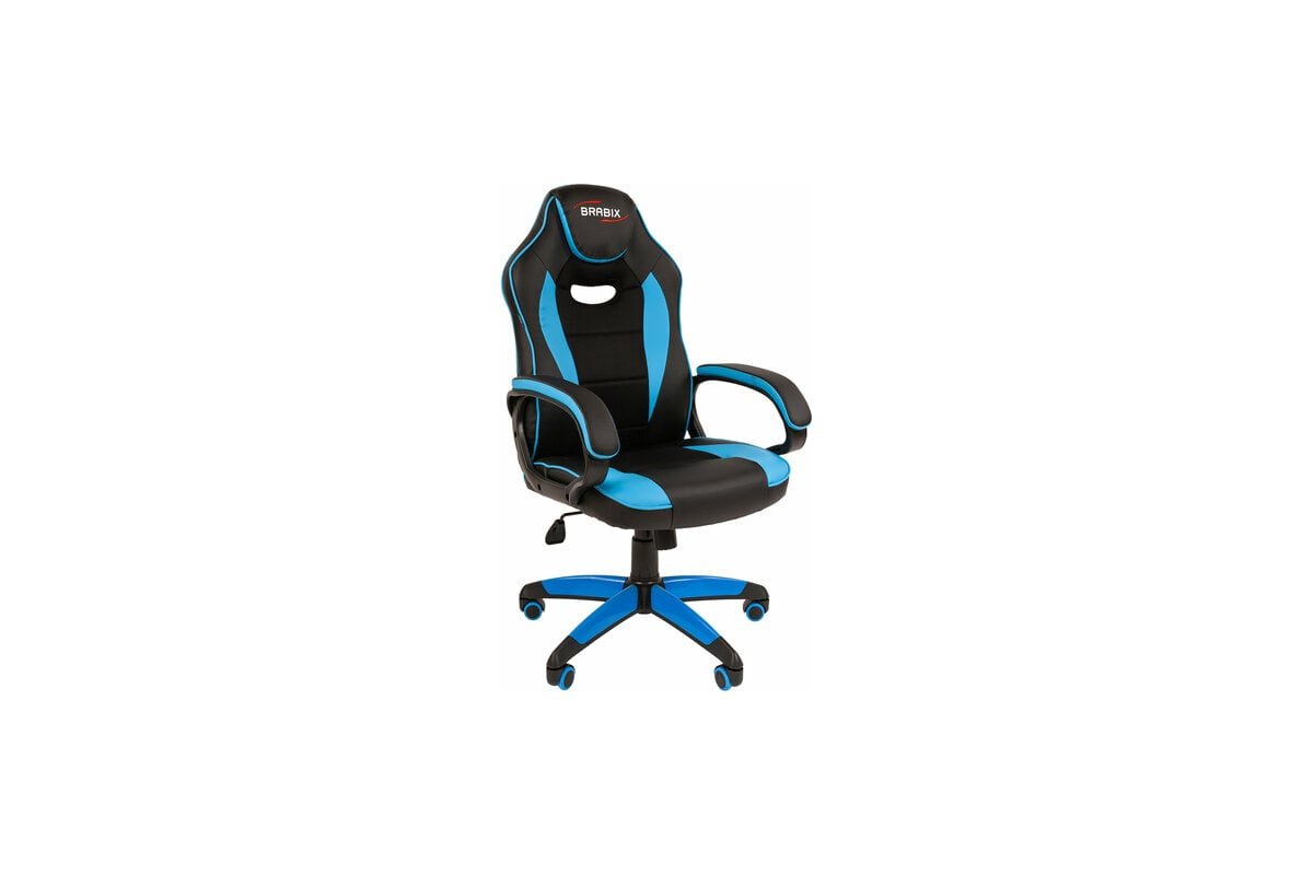Кресло игровое BRABIX Blaze GM-162 (532578) TW/экокожа, черное/голубое