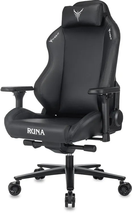 Кресло игровое Knight Runa черный экокожа с подголов. крестов. металл