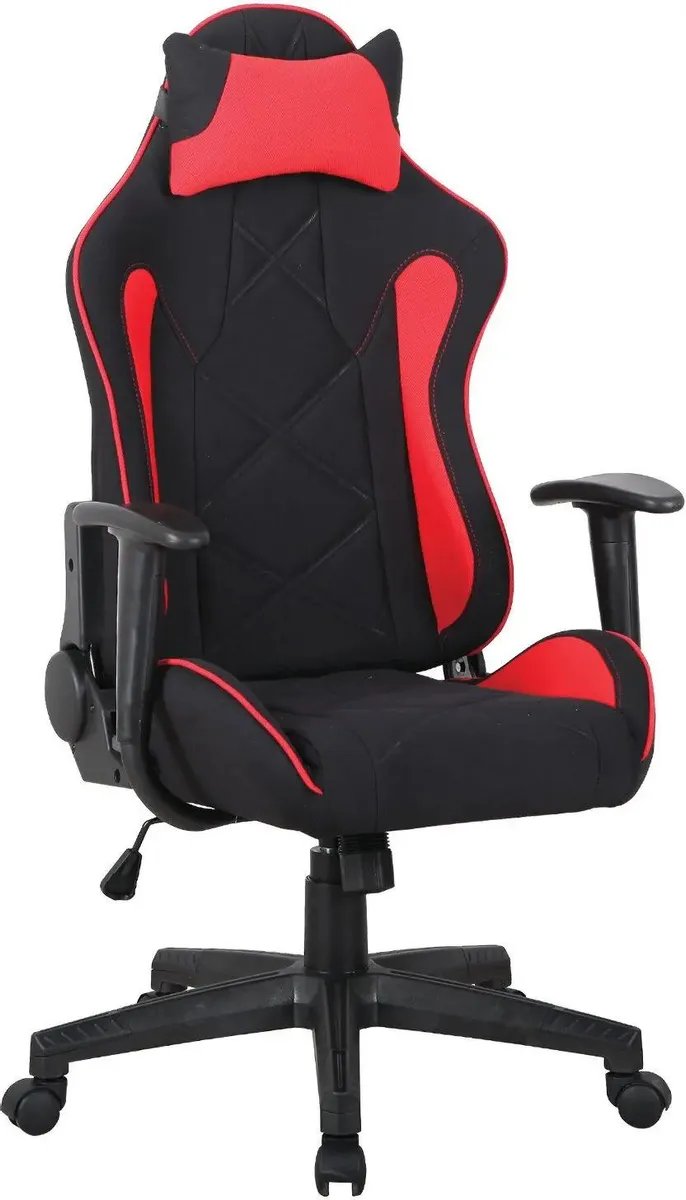 Кресло игровое BRABIX GT Racer GM-101 (531820) на колесиках, ткань, черный/красный
