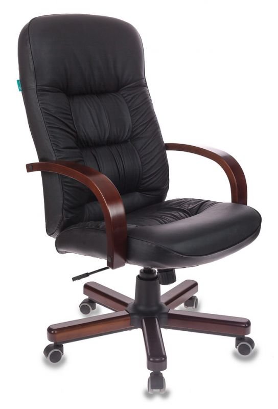 Кресло руководителя Бюрократ T-9908, WALNUT черный кожа крестовина металл