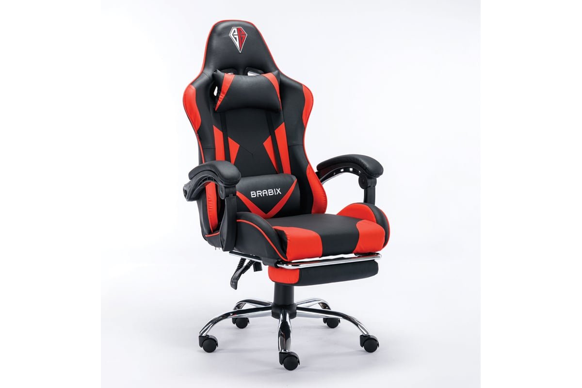 Кресло игровое BRABIX Dexter GM-135 (532799) экокожа, черное/красное