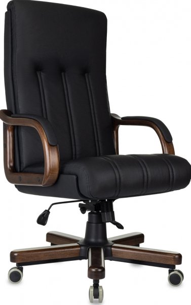 Кресло Бюрократ T-9932Walnut черный кожа крестов. металл/дерево