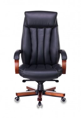 Кресло руководителя Бюрократ T-9922Walnut/Black черный кожа крестовина дерево
