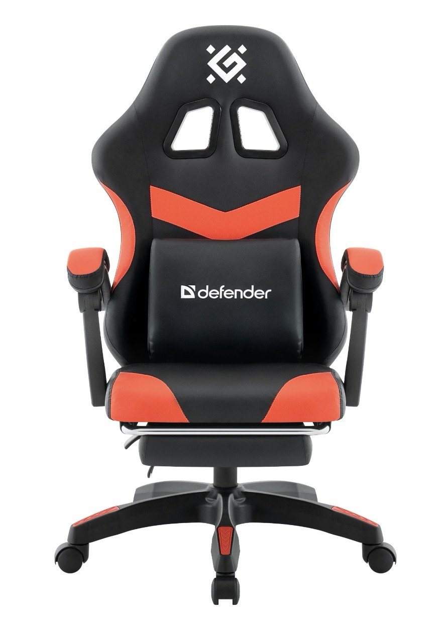 Игровое кресло DEFENDER Runa PRO (Руна ПРО) Черн/крас,PU,класс2,подножка (64812)