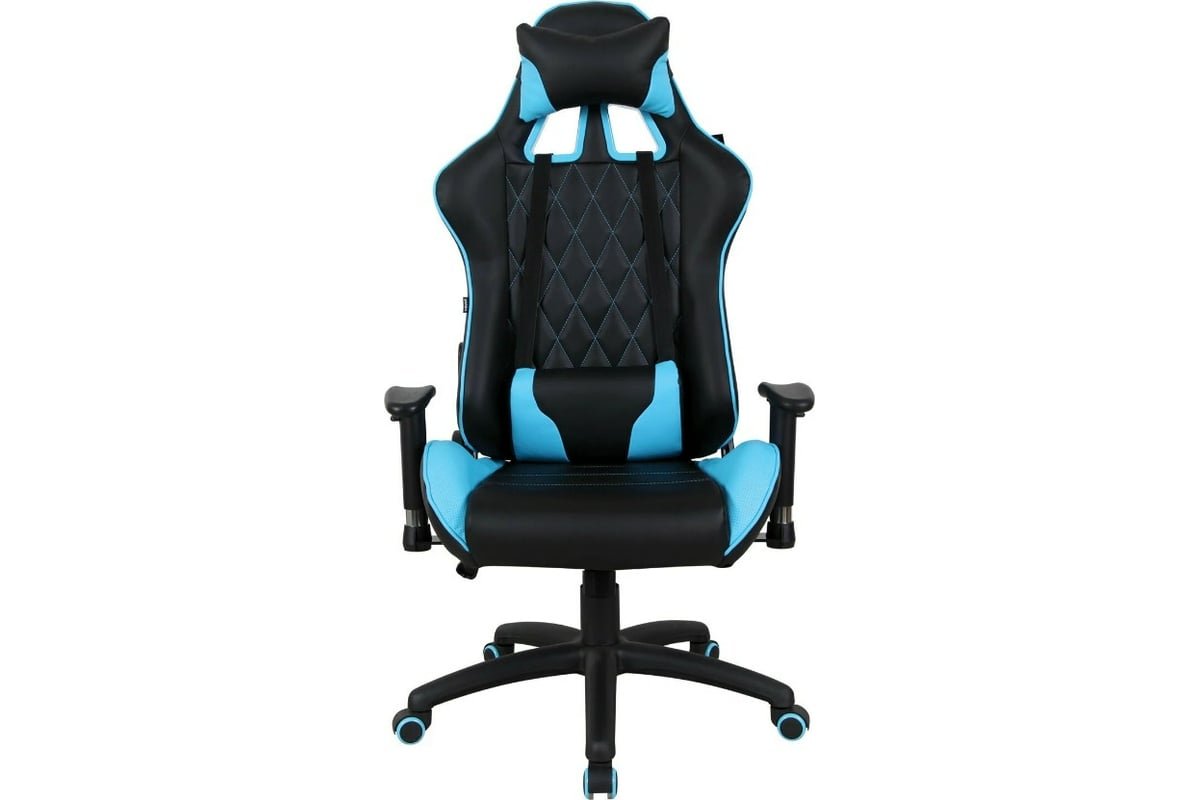 Кресло игровое BRABIX GT Master GM-110 (531928) две подушки, экокожа, черное/голубое
