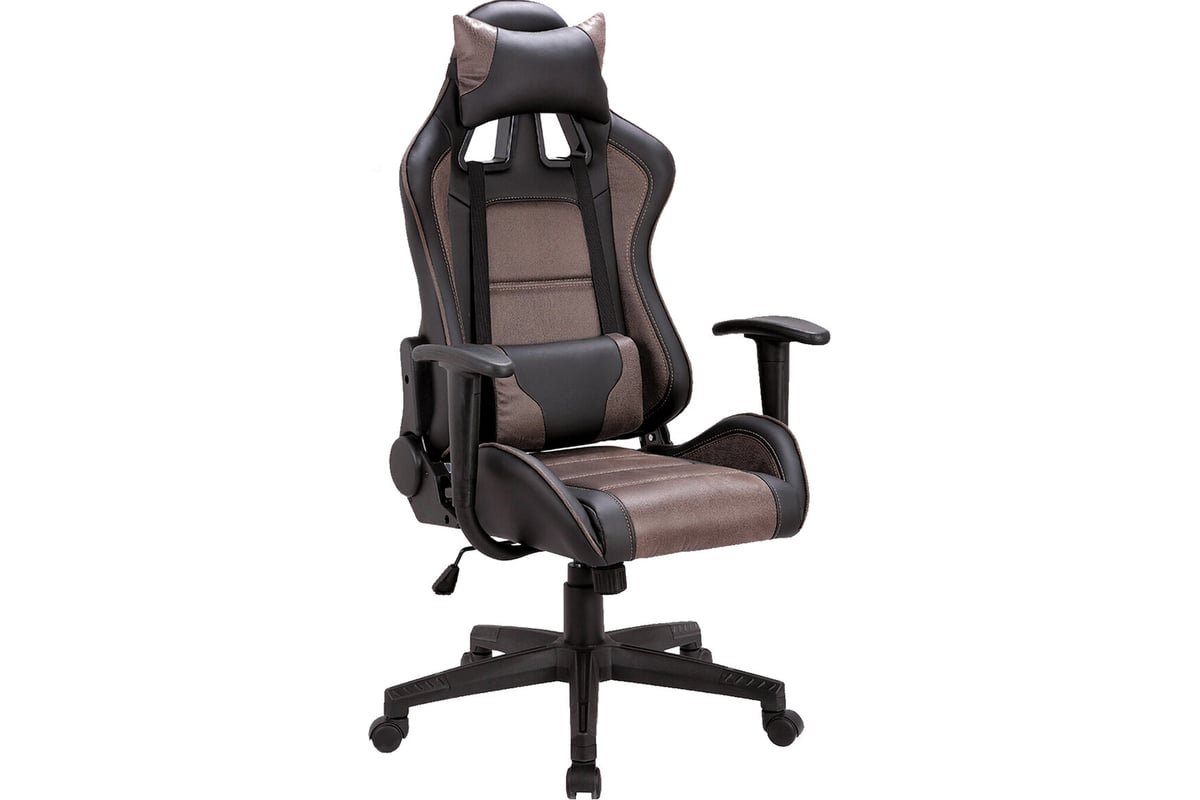 Кресло игровое BRABIX GT Racer GM-100 (531819) ткань, экокожа, черное/коричневое