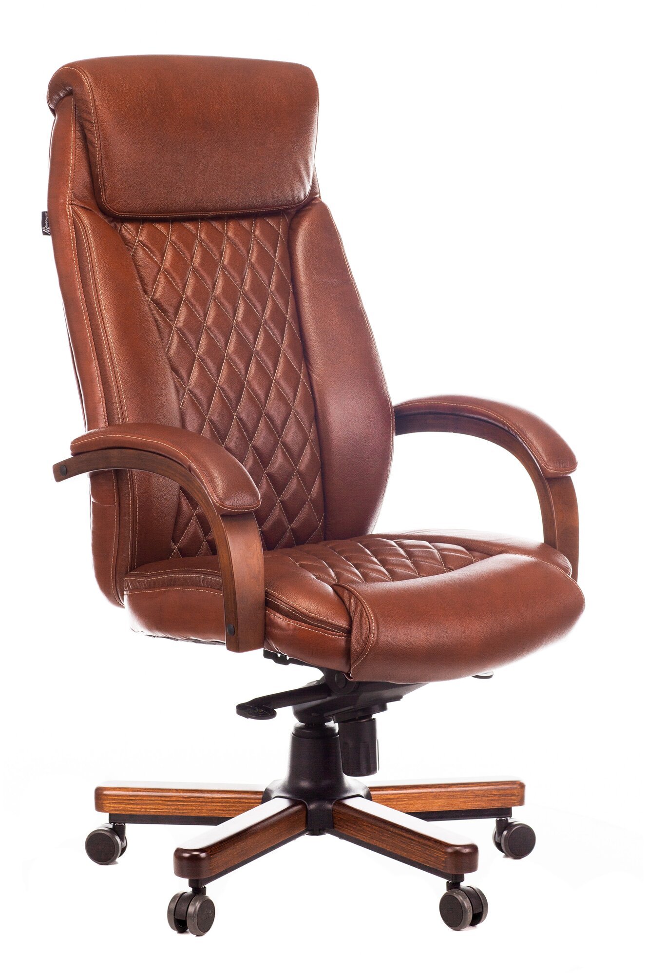 Кресло руководителя Бюрократ T-9924Walnut/Chok светло-коричневый Leather Eichel кожа крестов. металл/дерево