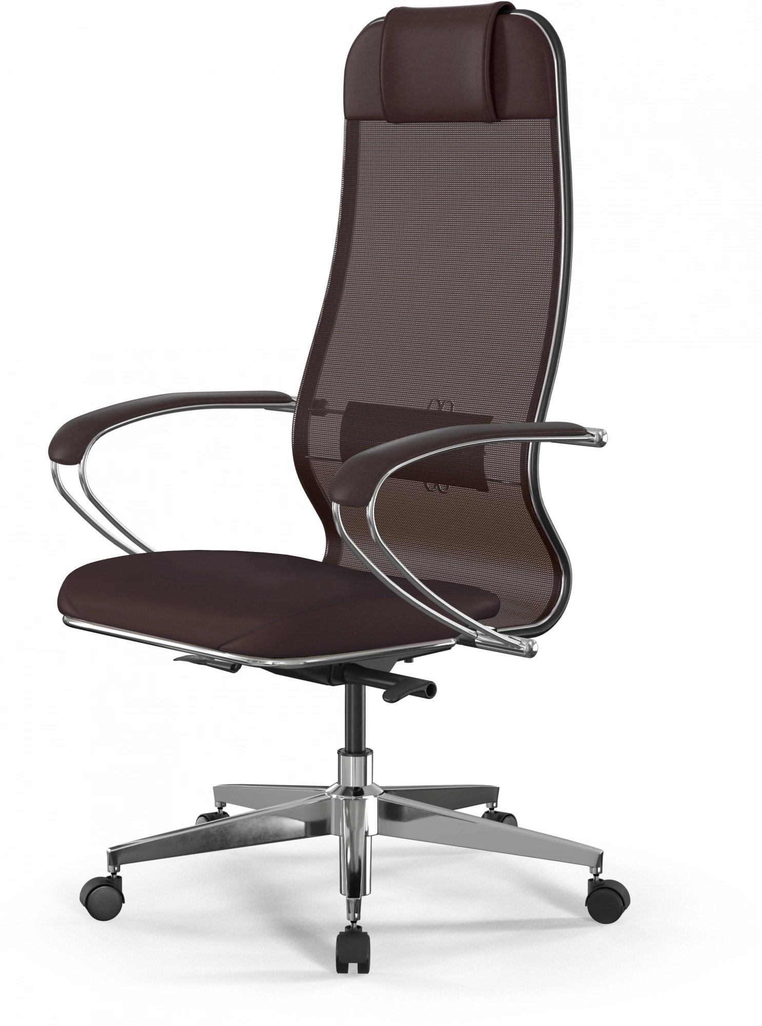 Кресло Метта ErgoLife Comfort Z228.16.1.543 темно-коричневый сиденье темно-коричневый сет./экокожа с подголов. крестов. сталь хром