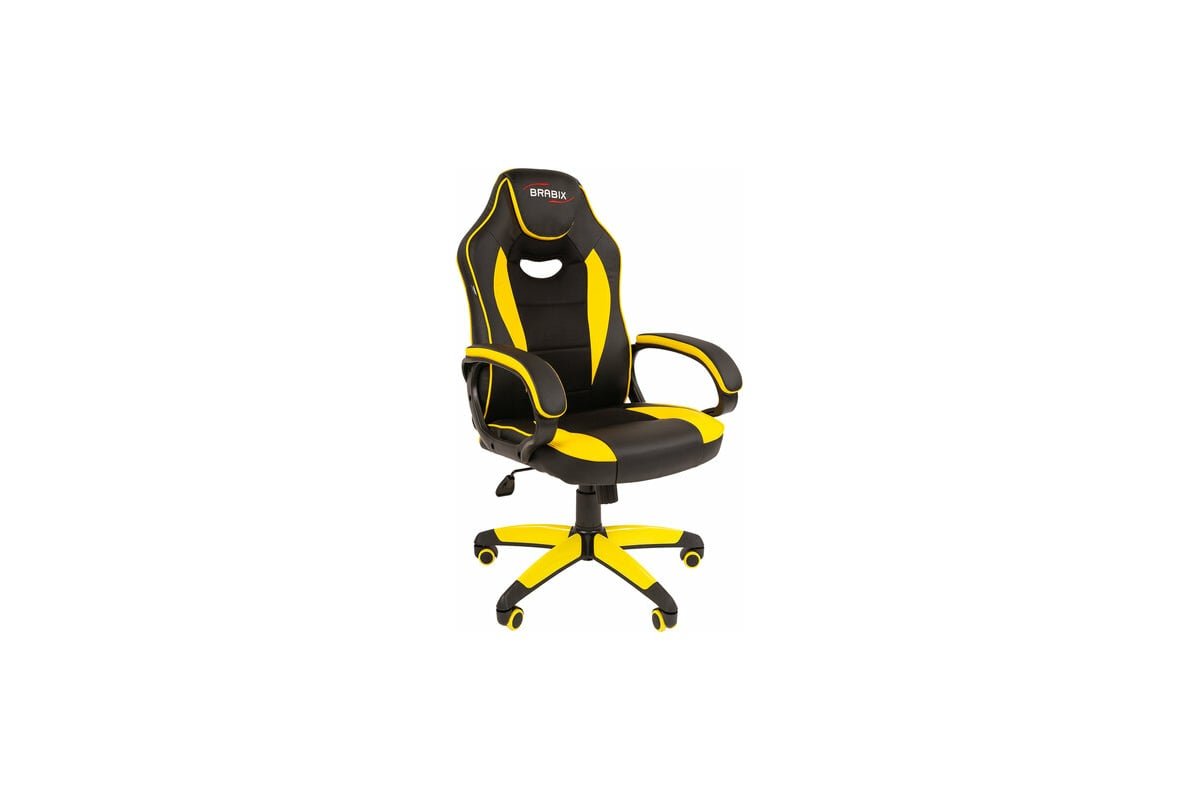 Кресло игровое BRABIX Blaze GM-162 (532579) TW/экокожа, черное/желтое