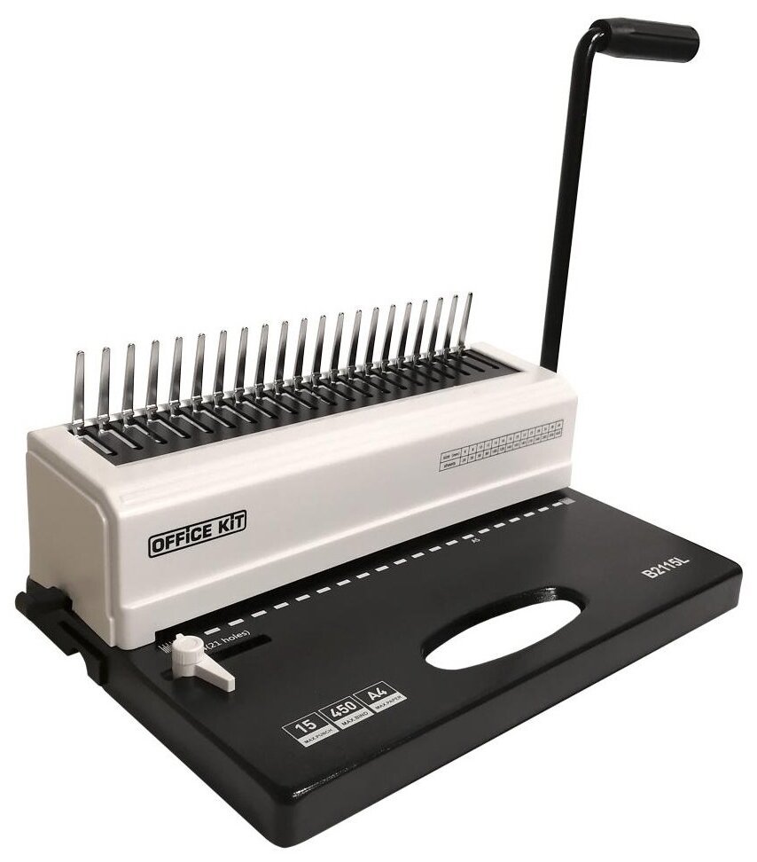 Переплетчик Office Kit B2115L A4/перф.15л.сшив/макс.450л./пластик.пруж. (4.5-51мм)