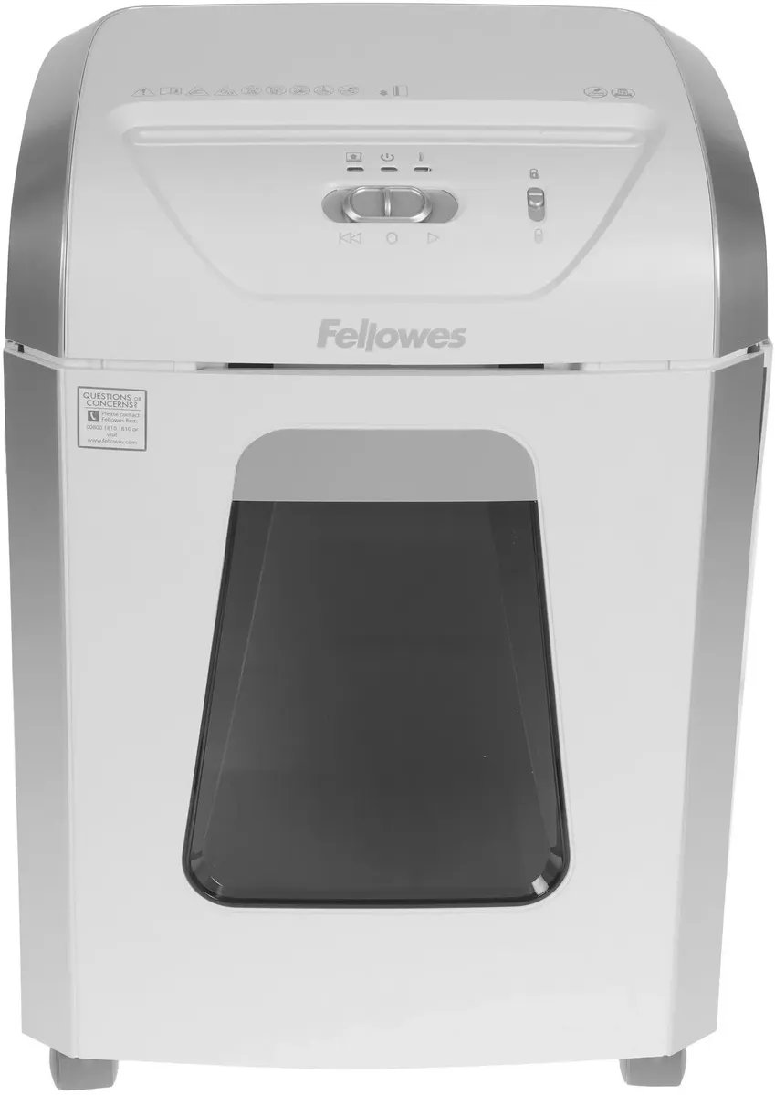 Шредер Fellowes PowerShred 15С белый секр.P-4 фрагменты 15лист. 19лтр. скрепки скобы пл.карты