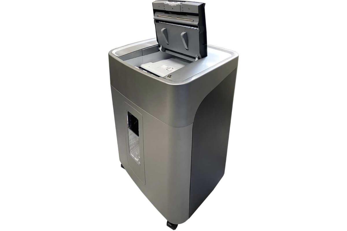 Шредер Office Kit SA300 (1,9х15) серый/черный с автоподачей (секр.P-5) фрагменты 300лист. 45лтр. скобы пл.карты