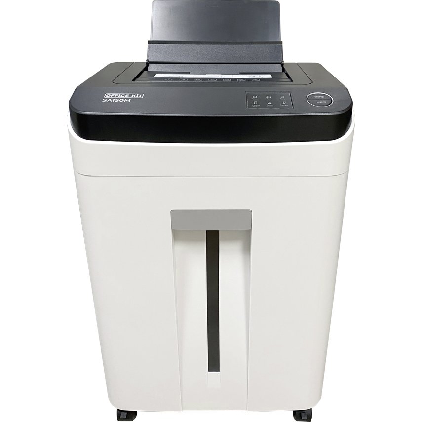 Шредер Office Kit SA150M (1,9х15) белый с автоподачей (секр.P-5) фрагменты 150лист. 22лтр. скобы