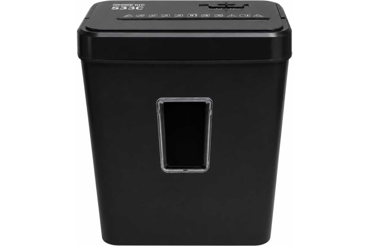 Шредер Office Kit S33C (OK3835S033) черный секр.P-4 фрагменты 8лист. 18лтр. скобы пл.карты