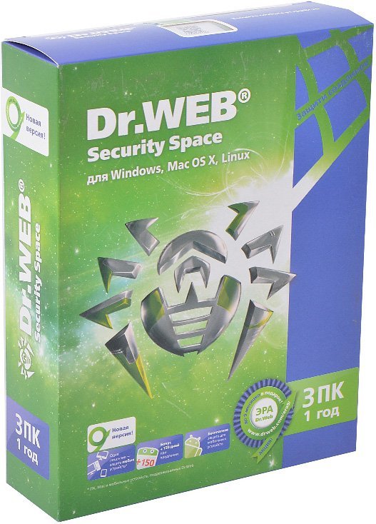 ПО Dr.Web Security Space (КЗ), 3 ПК/1 год. Лицензия, DVD, коробка (BHW-B-12M-3-A3)