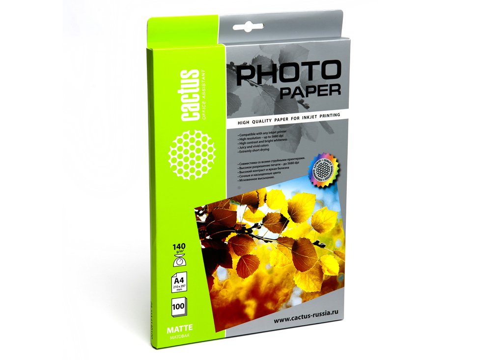 Фотобумага Cactus CS-MA4100100 A4/100г/м2/100л/белый матовое для струйной печати