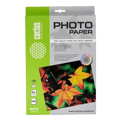 Фотобумага Cactus CS-MA4170100 A4/170г/м2/100л/белый матовое для струйной печати