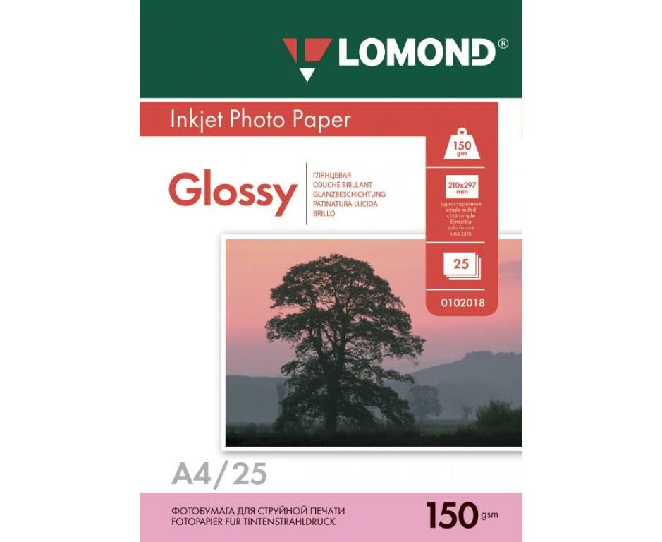 Фотобумага Lomond 0102043 A4/150г/м2/25л./белый глянцевое для струйной печати