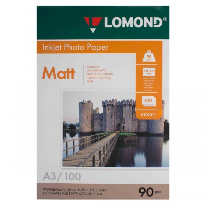 Бумага Lomond 0102011 A3/90г/м2/100л./белый матовое для струйной печати