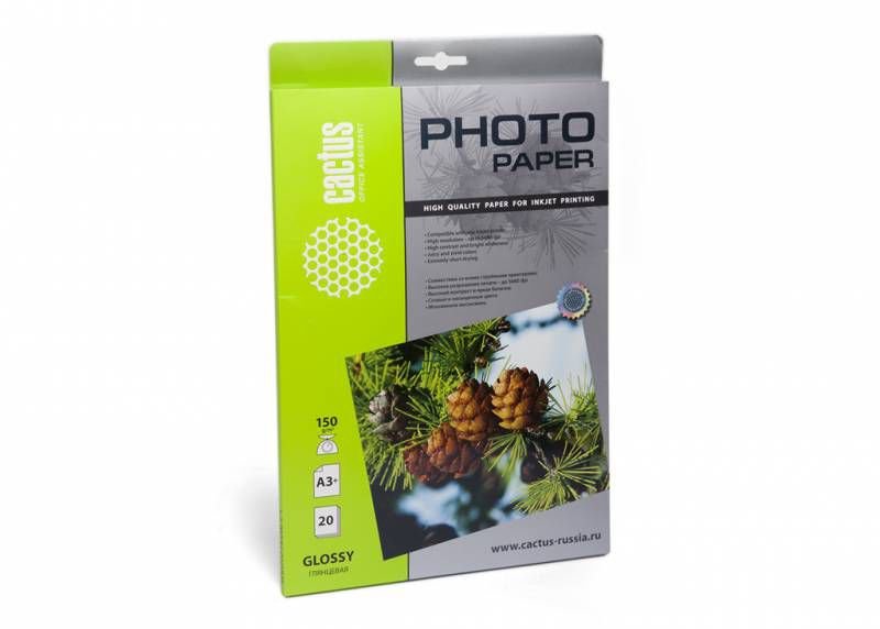 Фотобумага Cactus CS-GA315020 A3+/150г/м2/20л/белый глянцевое для струйной печати
