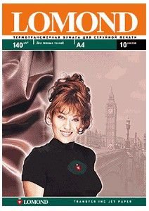 Термотрансфер Lomond 0808421 A4/140г/м2/10л/белый для темных тканей