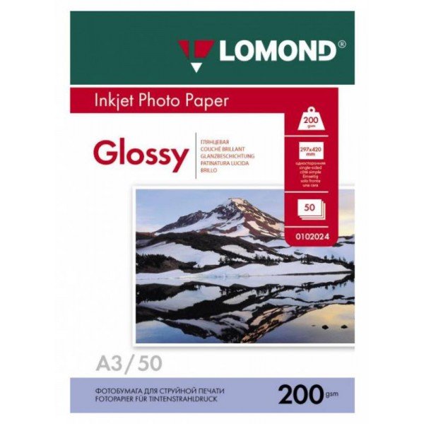 Бумага Lomond 0102024 A3/200г/м2/50л./белый глянцевое для струйной печати