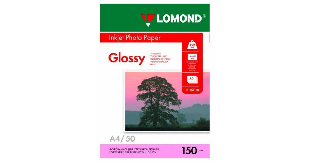 Фотобумага Lomond 0102018 A4/150г/м2/50л./белый глянцевое для струйной печати