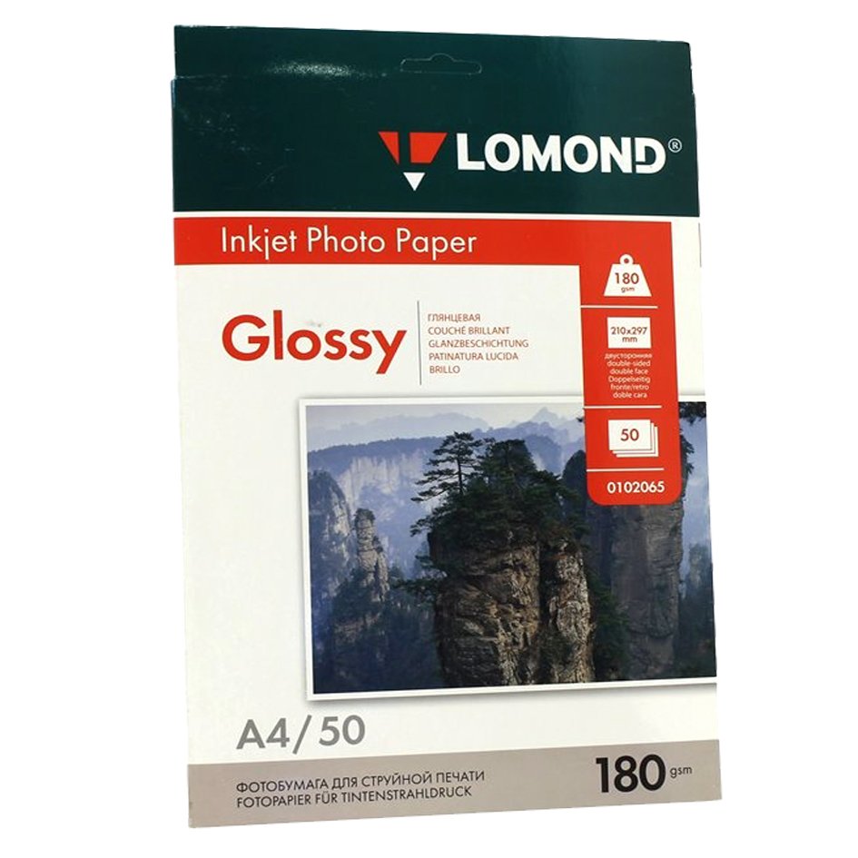 Бумага Lomond 0102065 A4/180г/м2/50л./белый глянцевое/глянцевое для струйной печати