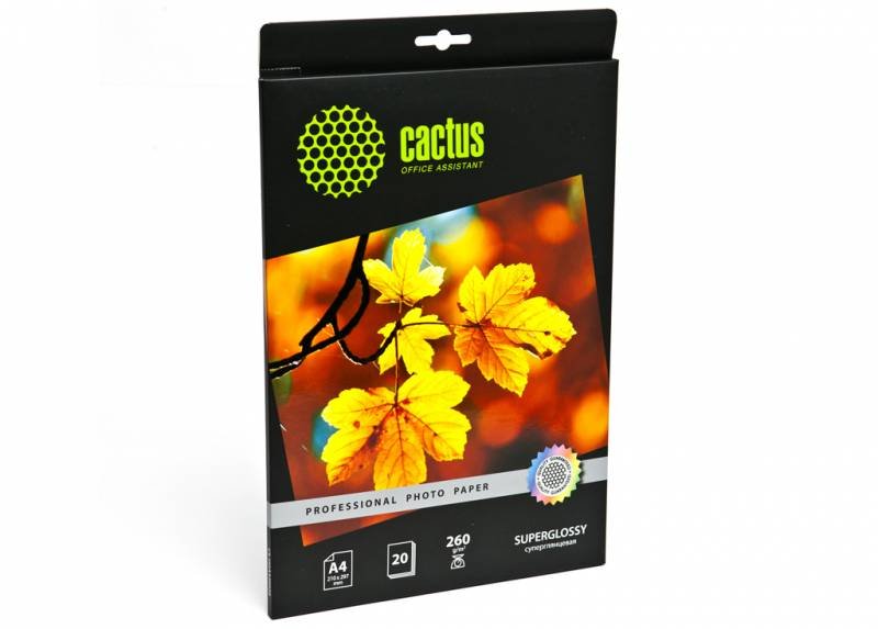 Фотобумага Cactus Prof CS-HGA426020 A4/260г/м2/20л/белый глянцевое для струйной печати