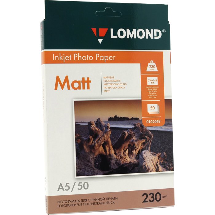 Фотобумага Lomond 0102069 A5/230г/м2/50л./белый матовое для струйной печати