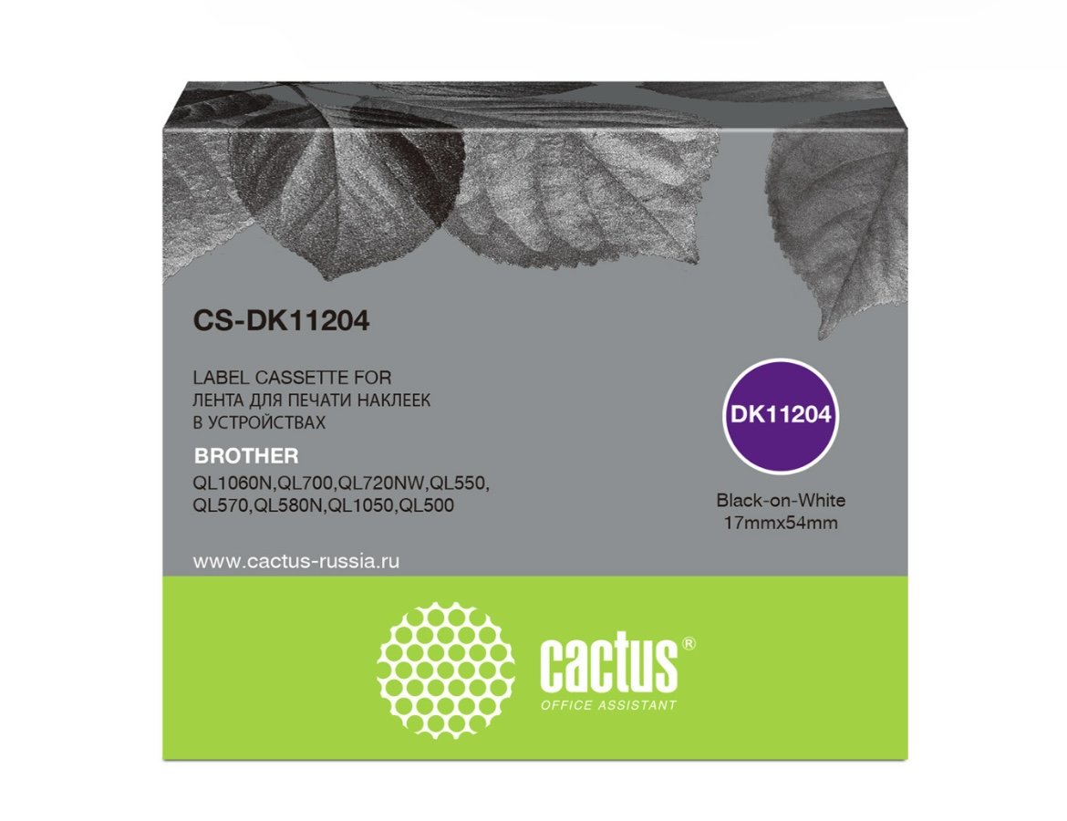 Картридж Cactus DK-11204 (CS-DK11204) черный ленточный для Brother P-touch QL-500, QL-550, QL-700, QL-800